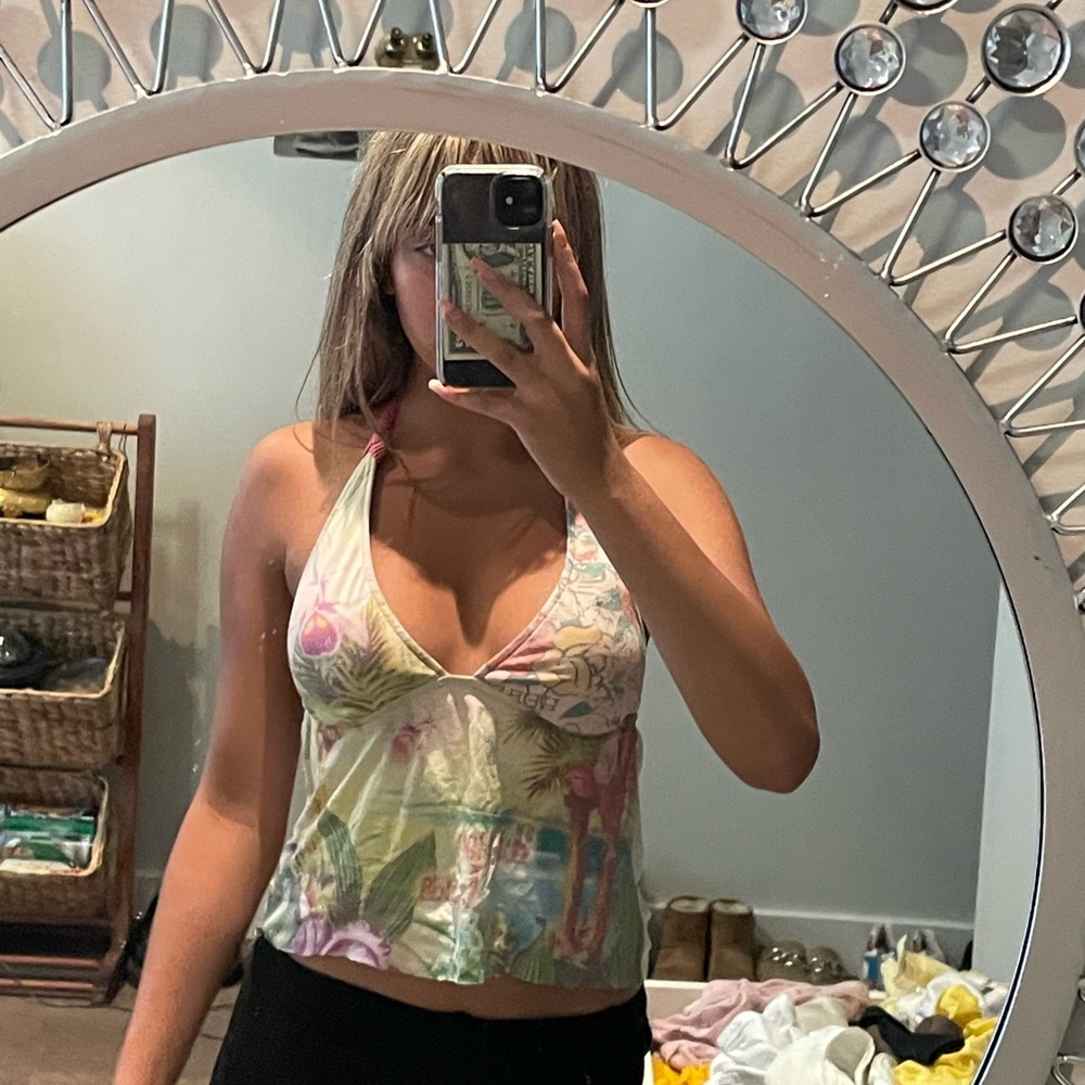 y2k island girl vibe halter bikini top